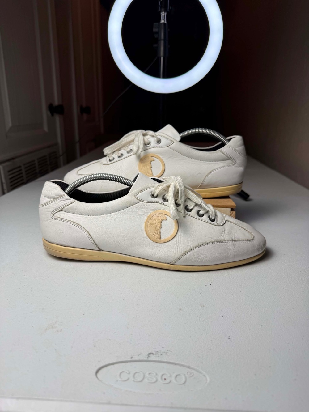 Versace Collection Scarpe White Leather Sneakers Medusa Sz EU 43 / US 10 beat